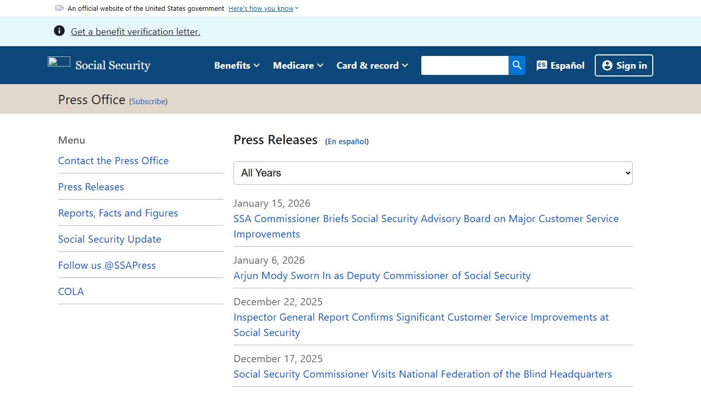 Press Releases News SSA