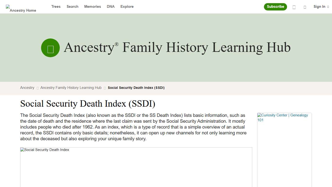 Social Security Death Index (SSDI) Ancestry® Family History Learning Hub